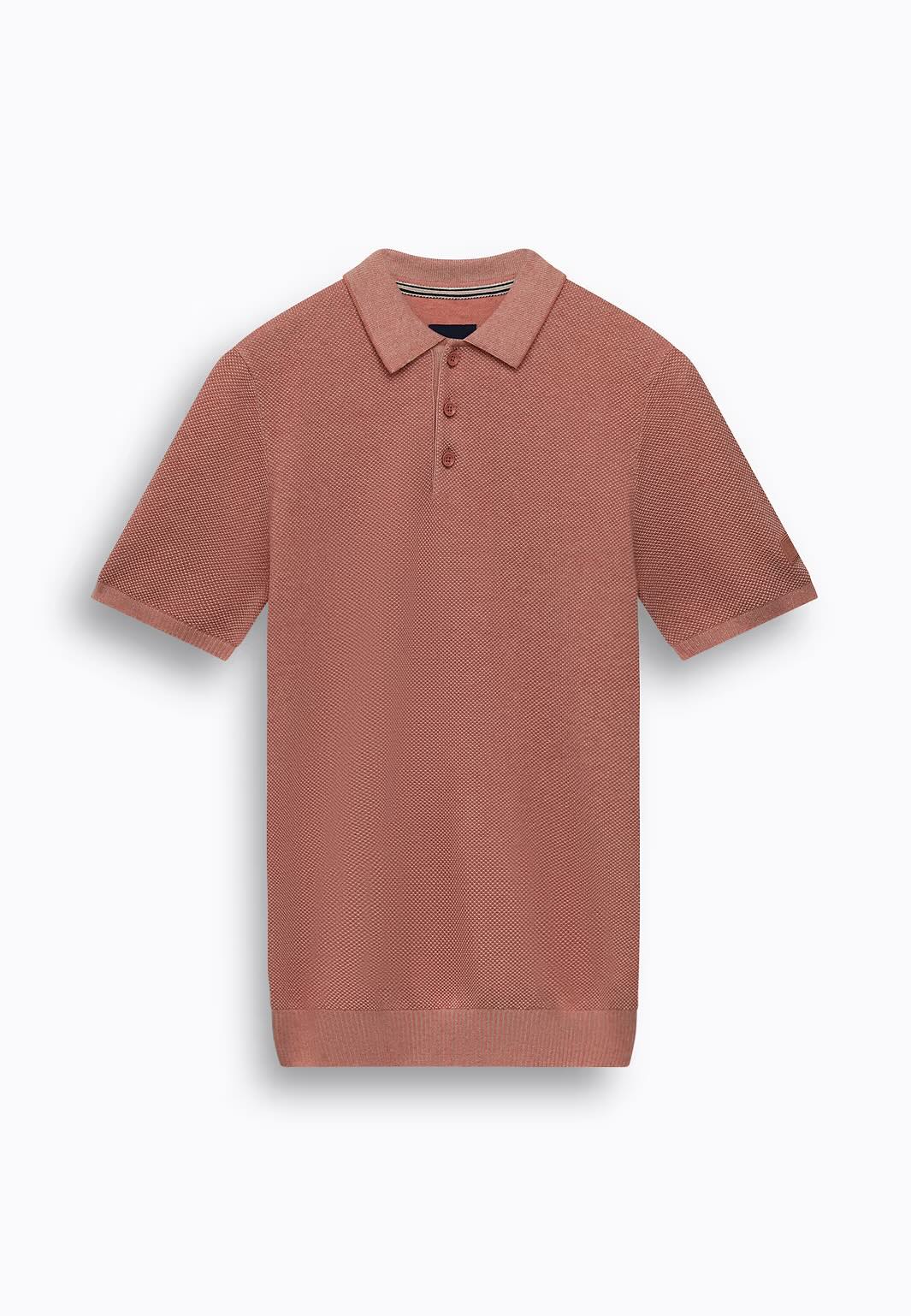 Polo met honingraatstructuur - oud roze