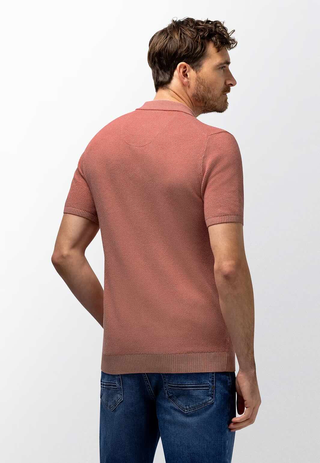 Polo met honingraatstructuur - oud roze