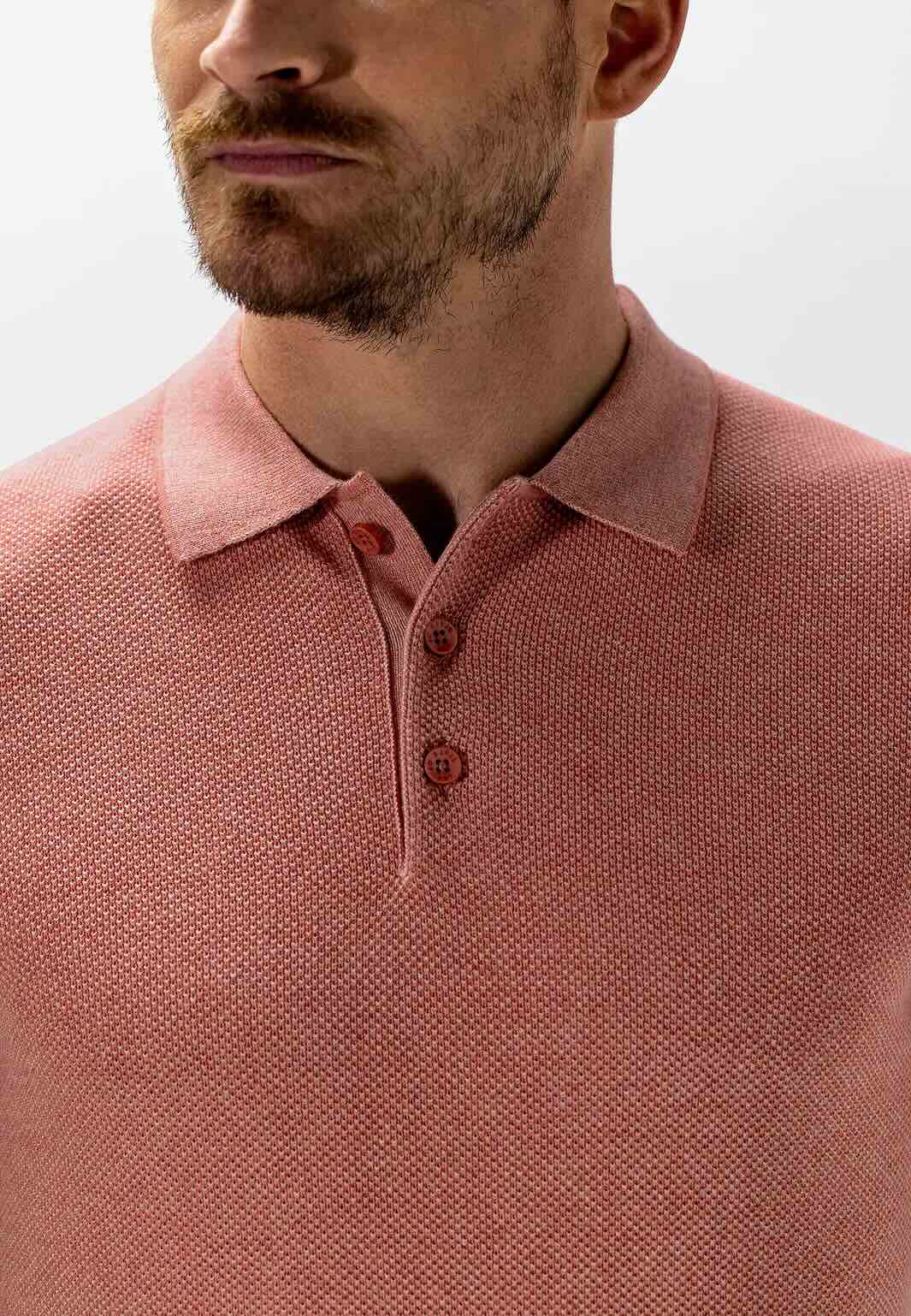 Polo met honingraatstructuur - oud roze