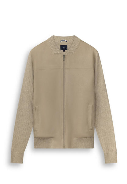 Vest bomber met suèdelook - beige