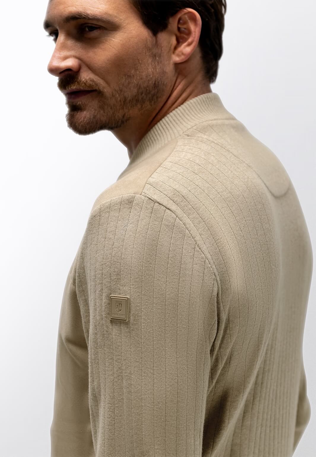 Vest bomber met suèdelook - beige