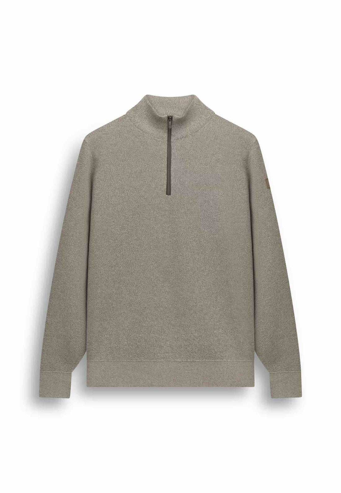 Trui gemêleerd met rits - beige