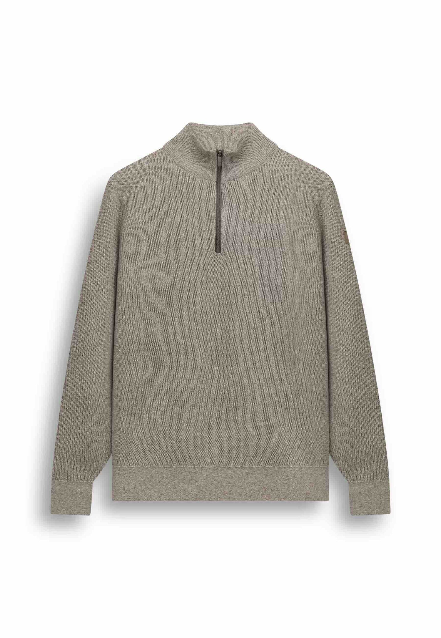 Trui gemêleerd met rits - beige