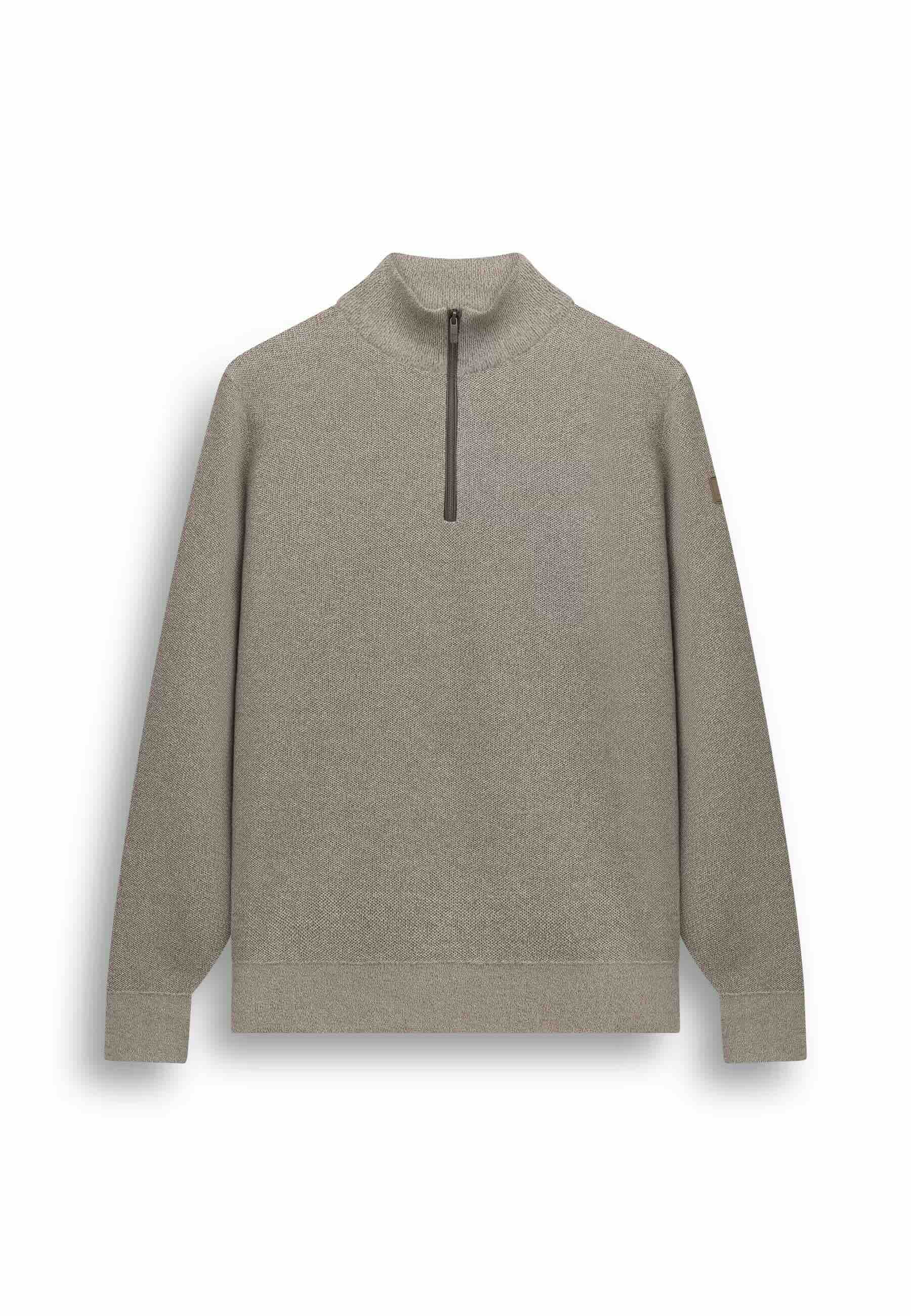 Trui gemêleerd met rits - beige