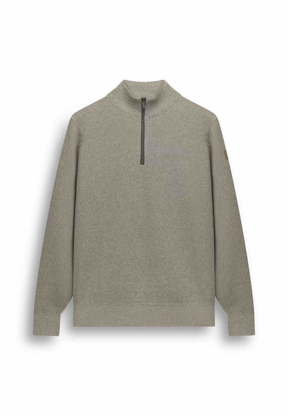 Trui gemêleerd met rits - beige