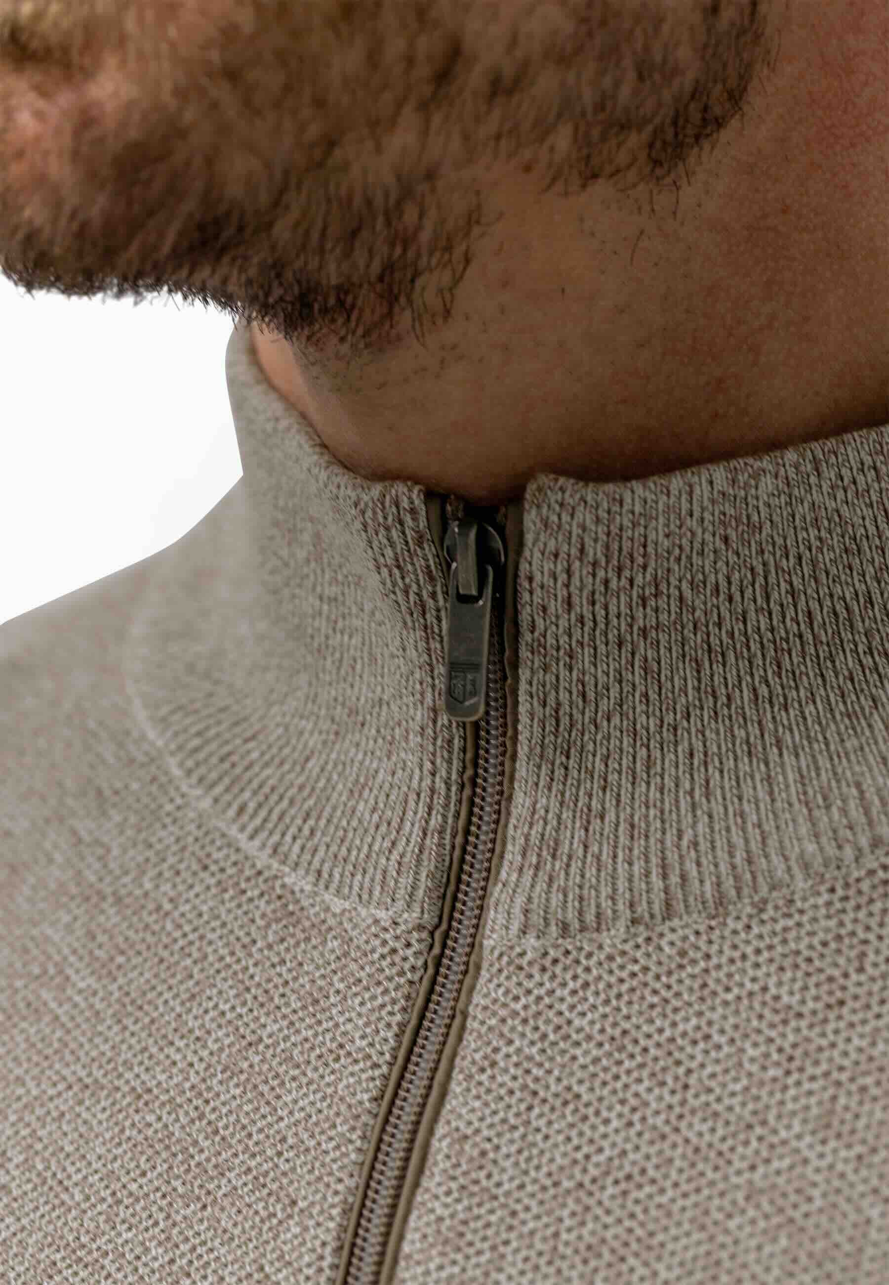 Trui gemêleerd met rits - beige