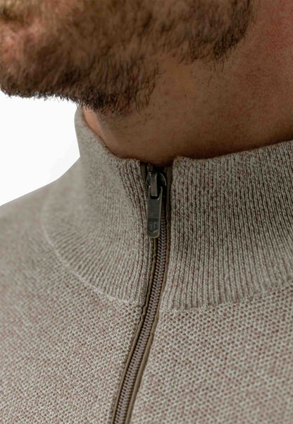 Trui gemêleerd met rits - beige