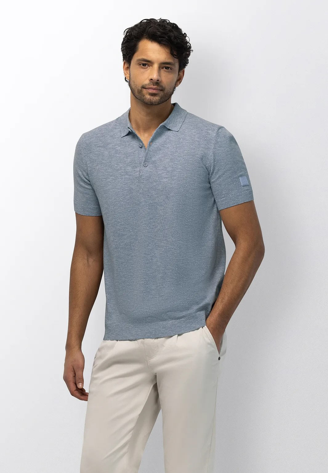 Polo gebreid - blauw