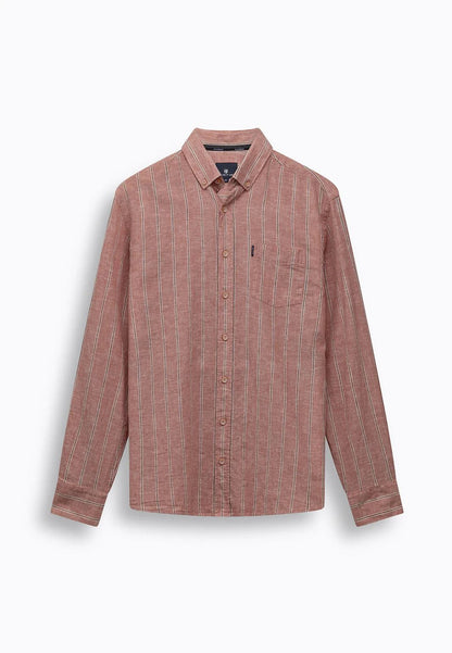 Overhemd linnenmix - oud roze