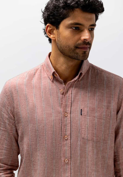 Overhemd linnenmix - oud roze