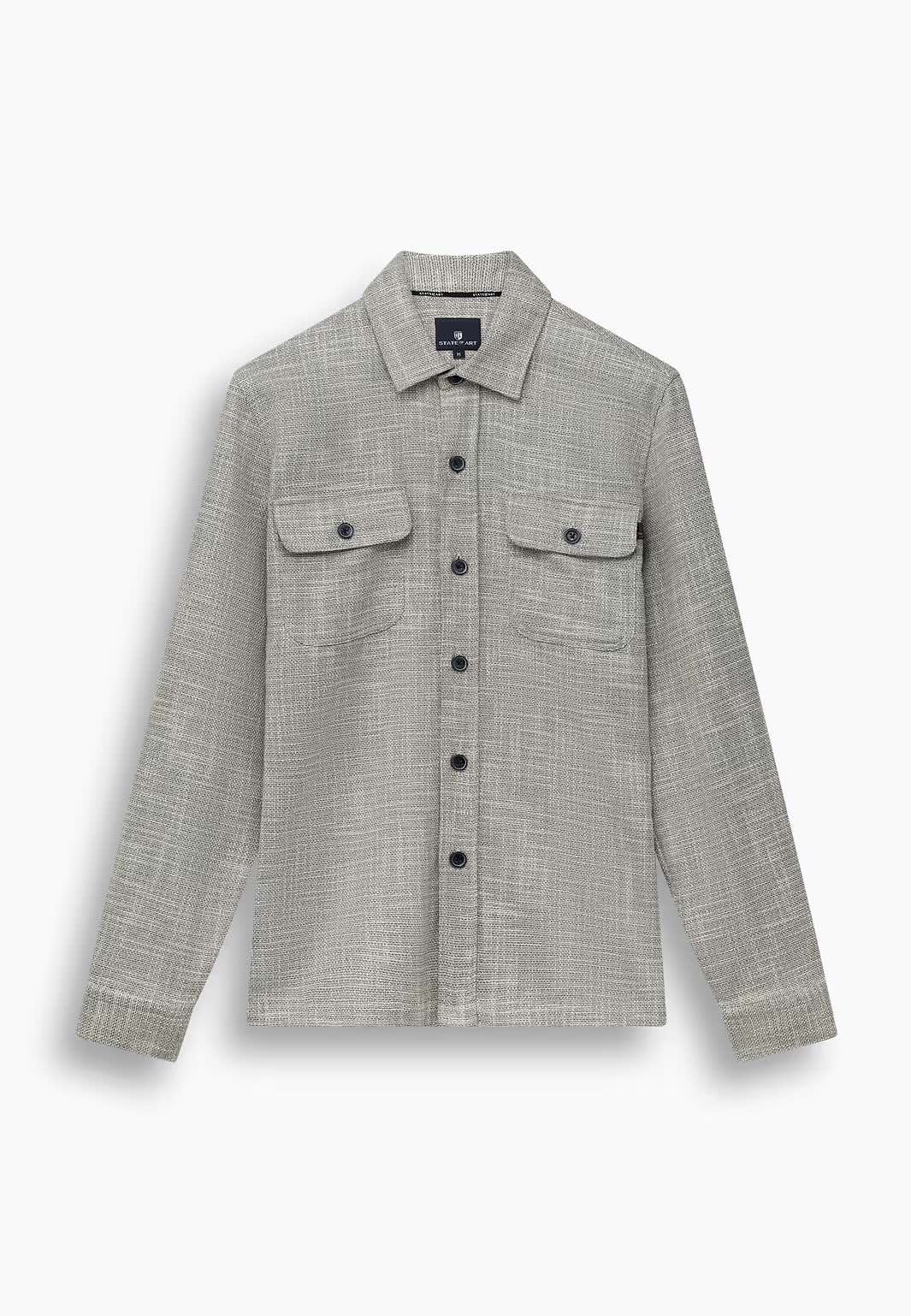 Overshirt gemêleerd - beige / blauw