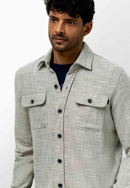 Overshirt gemêleerd - beige / blauw