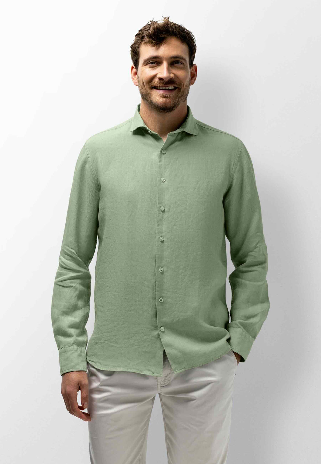 Overhemd van hoogwaardig linnen - groen