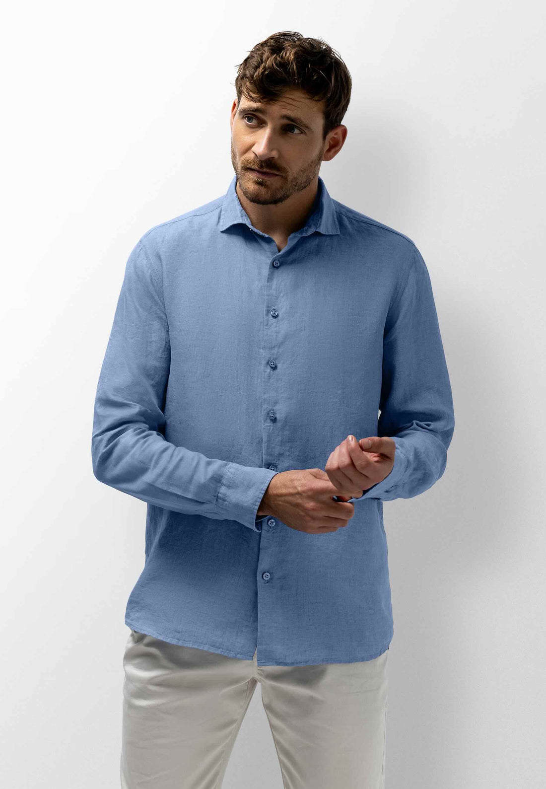 Overhemd van hoogwaardig linnen - blauw