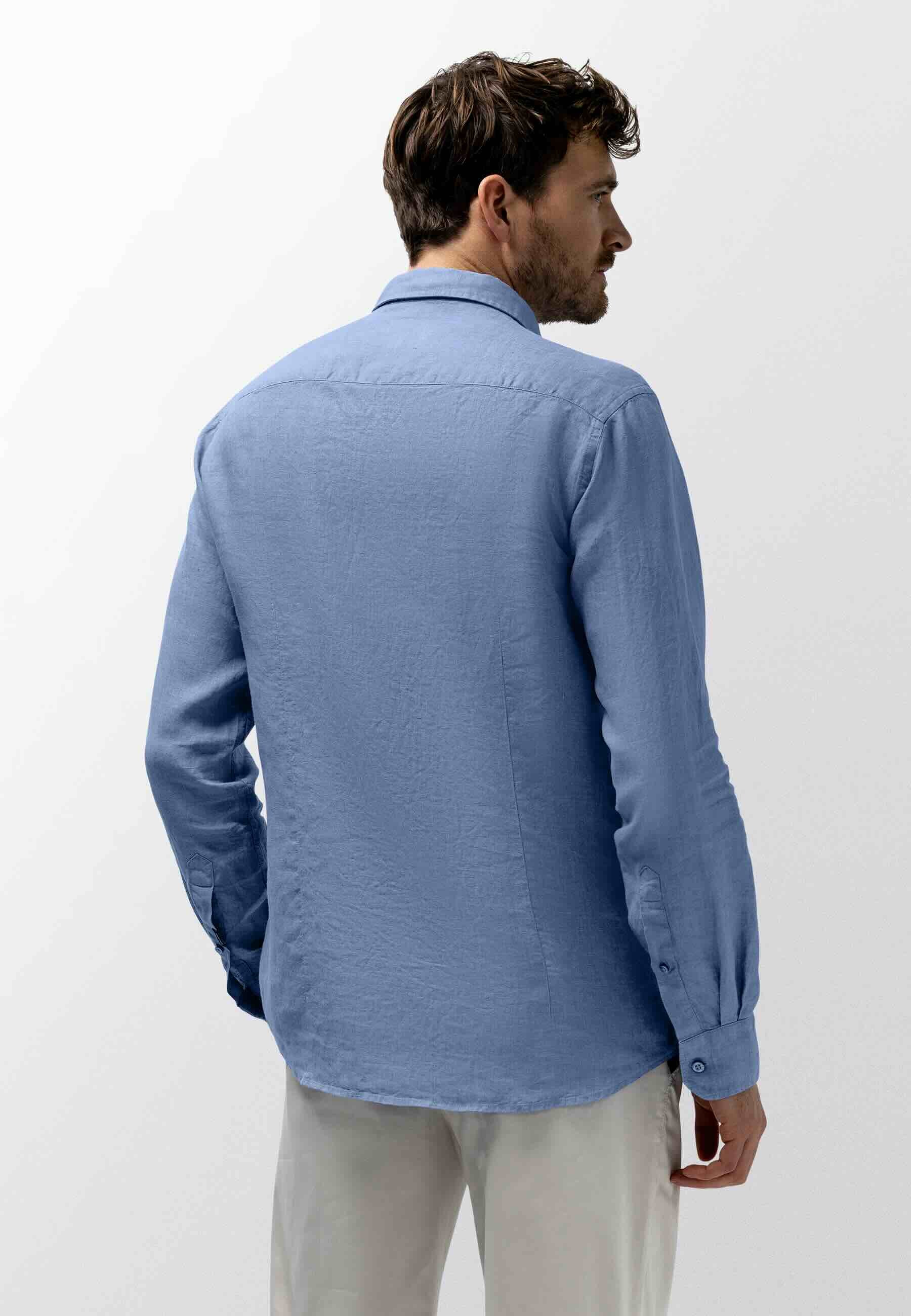 Overhemd van hoogwaardig linnen - blauw