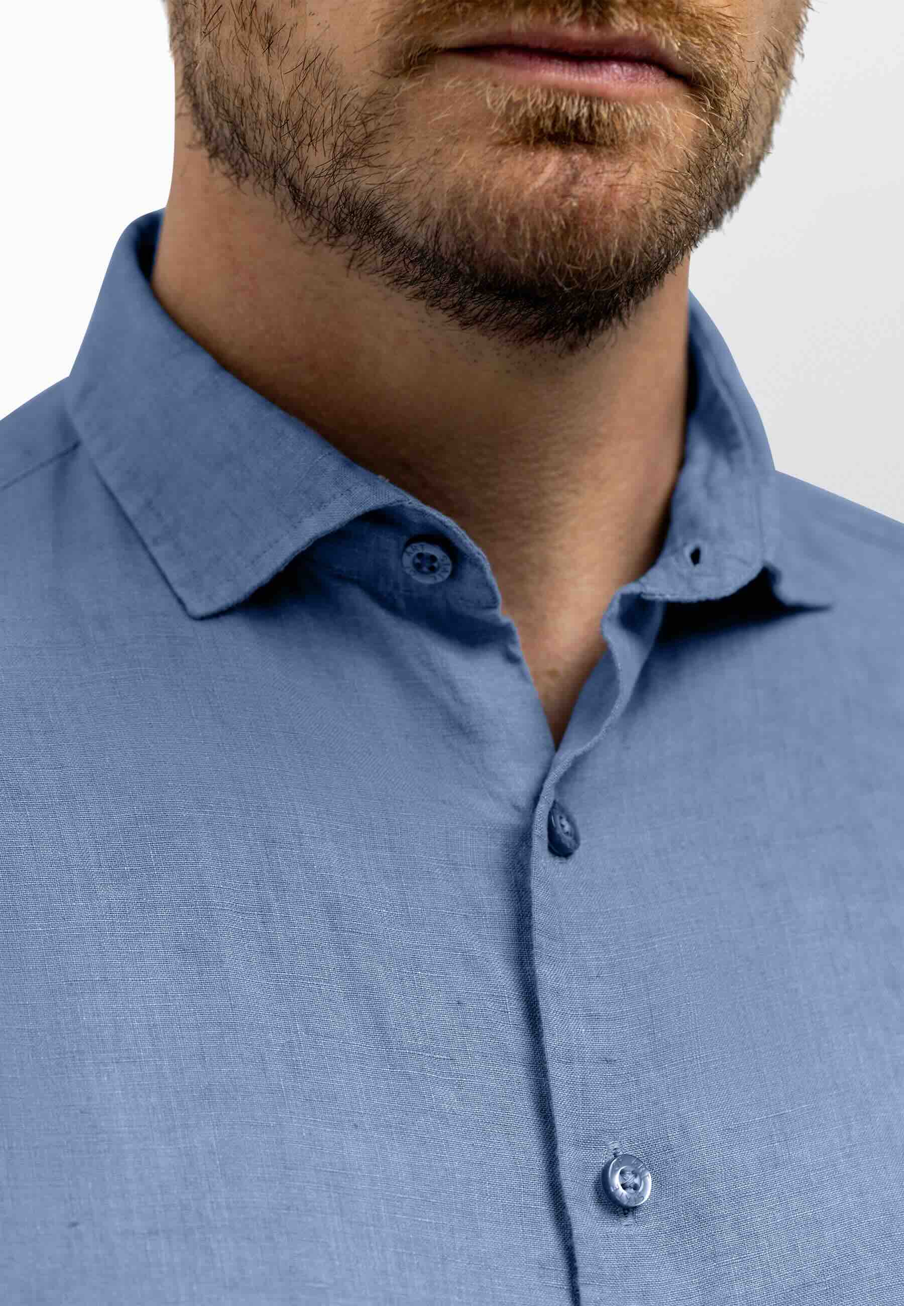 Overhemd van hoogwaardig linnen - blauw