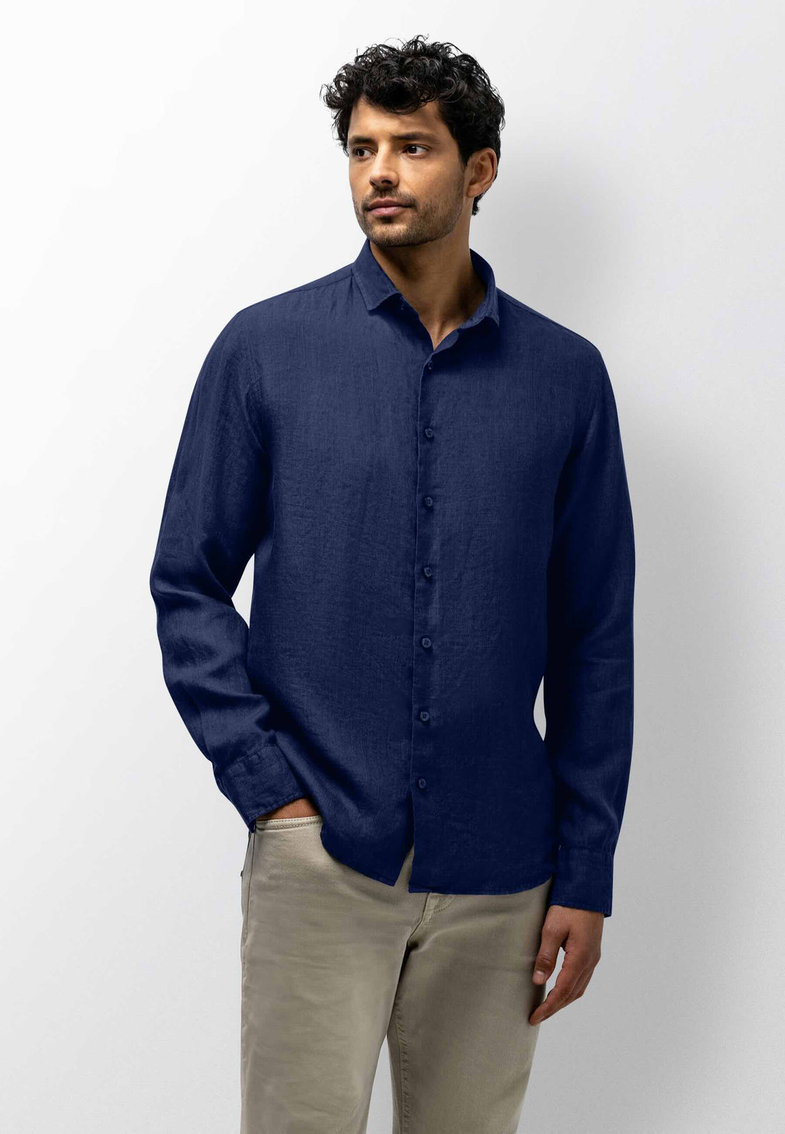 Overhemd van hoogwaardig linnen - donkerblauw