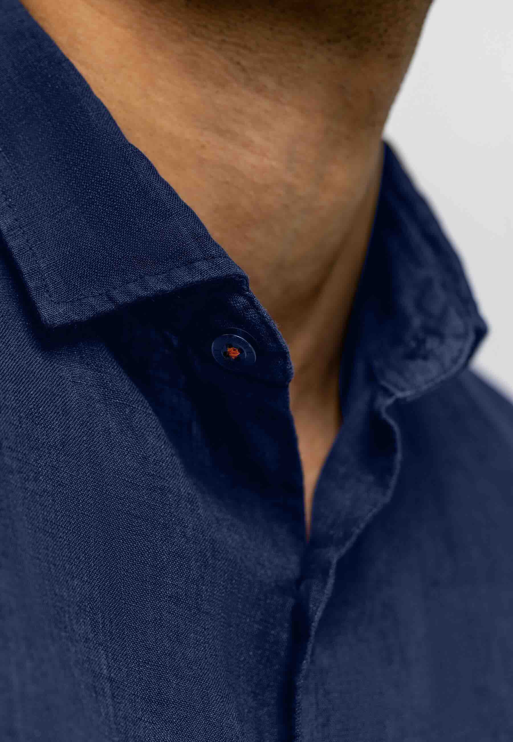 Overhemd van hoogwaardig linnen - donkerblauw