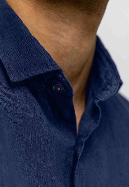 Overhemd van hoogwaardig linnen - donkerblauw
