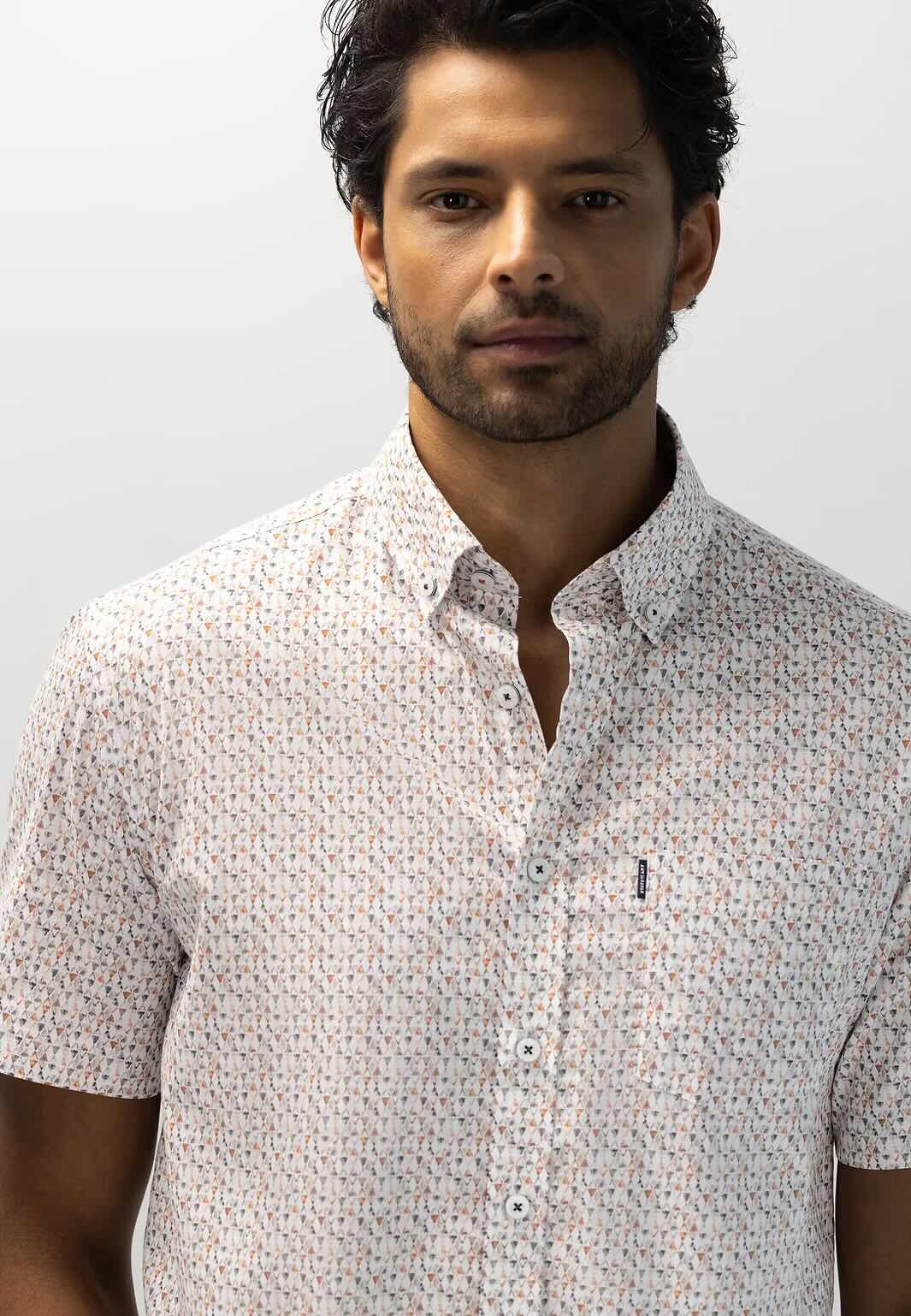 Overhemd met borstzak - oranje/wit