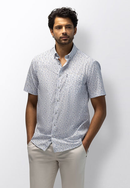 Overhemd met borstzak - blauw/wit/beige