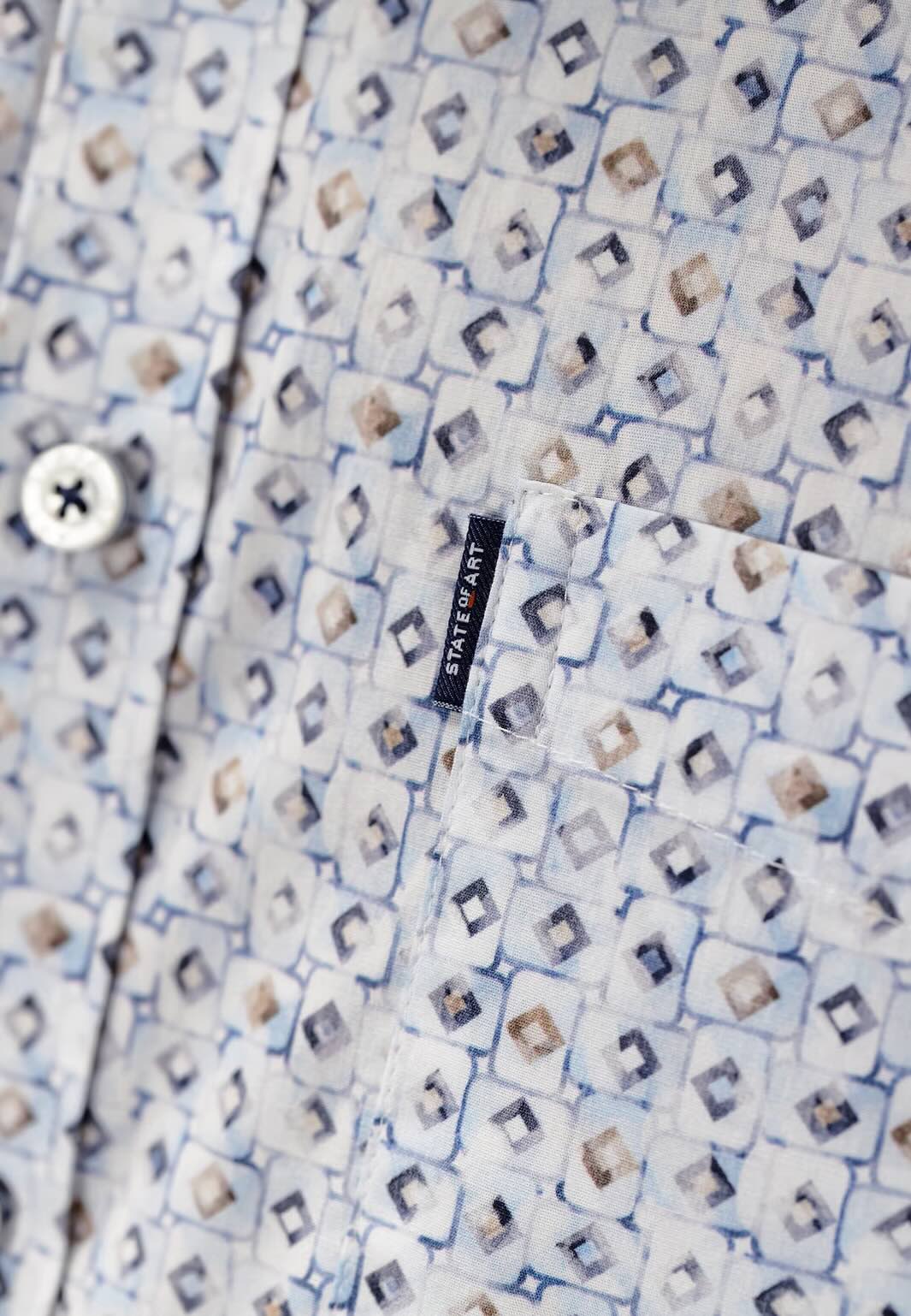 Overhemd met borstzak - blauw/wit/beige