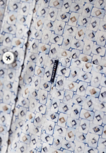 Overhemd met borstzak - blauw/wit/beige