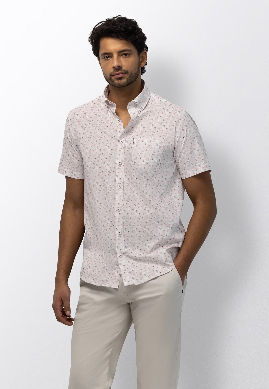 Overhemd met borstzak - oud roze / beige