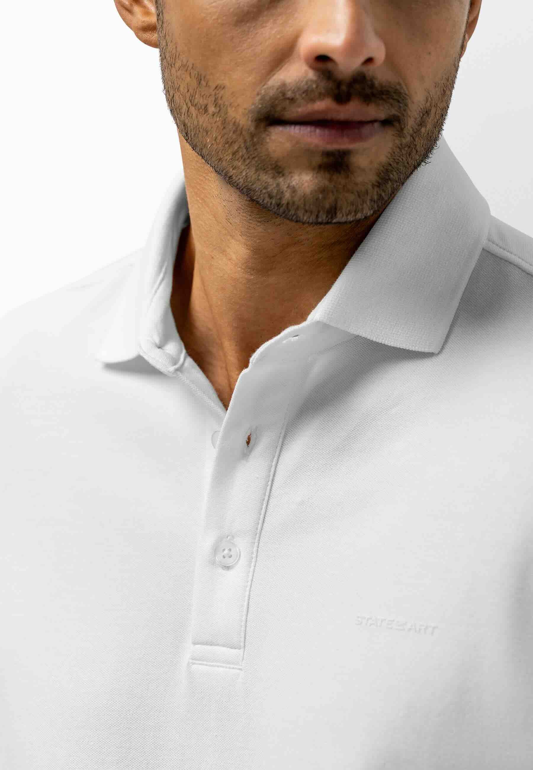 Polo piqué uni stretch - wit