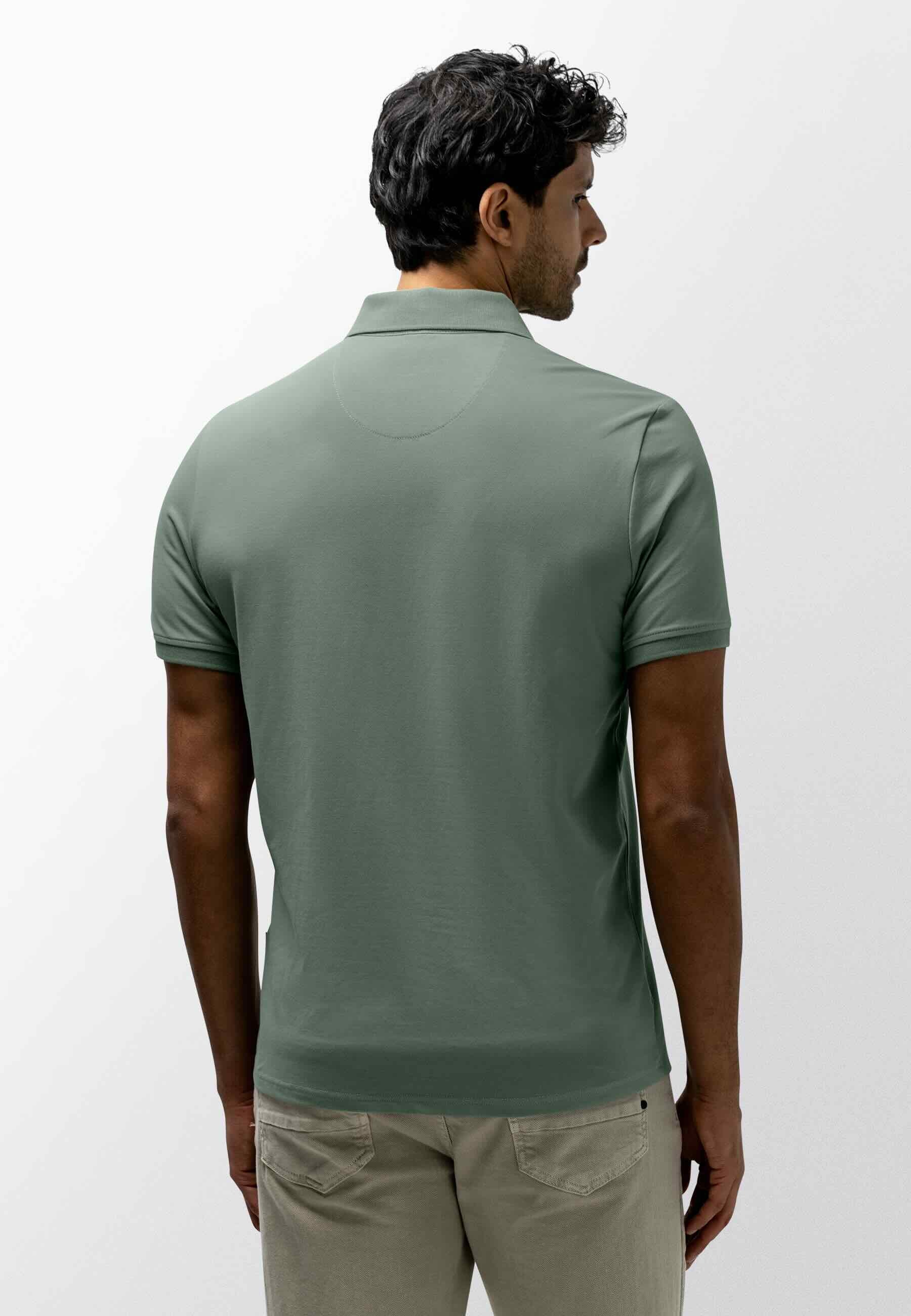 Polo piqué uni stretch - donkergroen