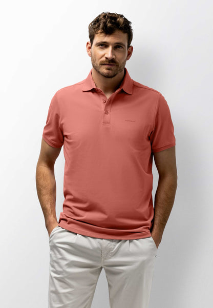 Polo piqué uni stretch - koraalrood