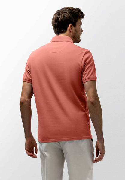 Polo piqué uni stretch - koraalrood