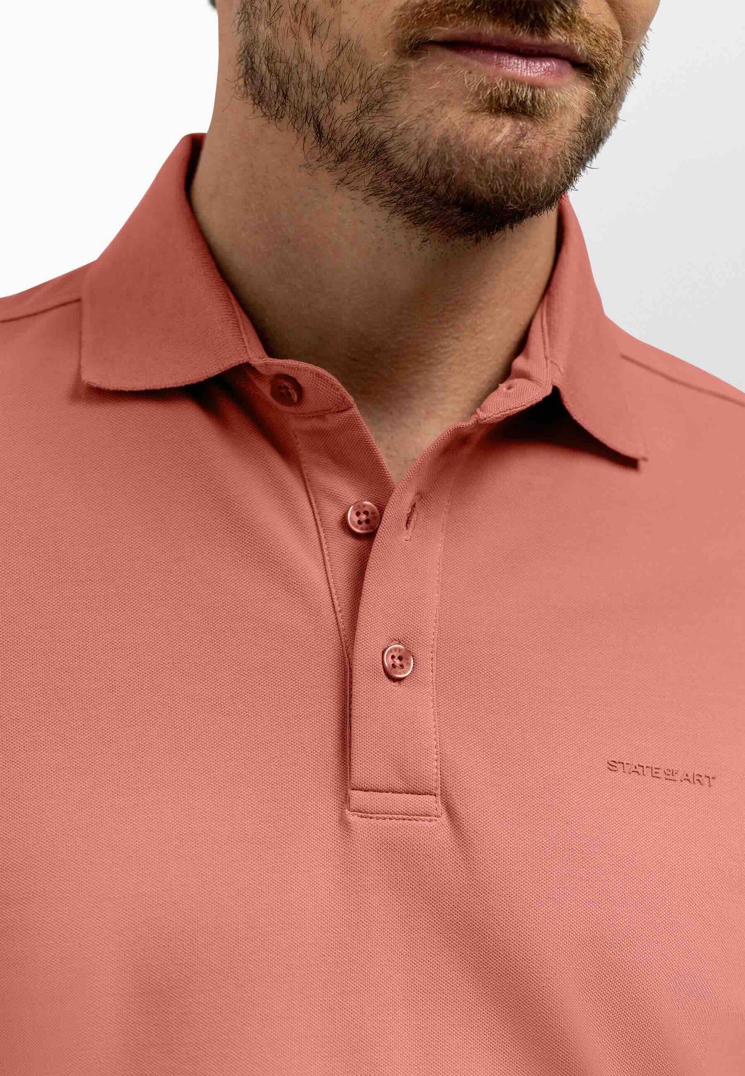 Polo piqué uni stretch - koraalrood