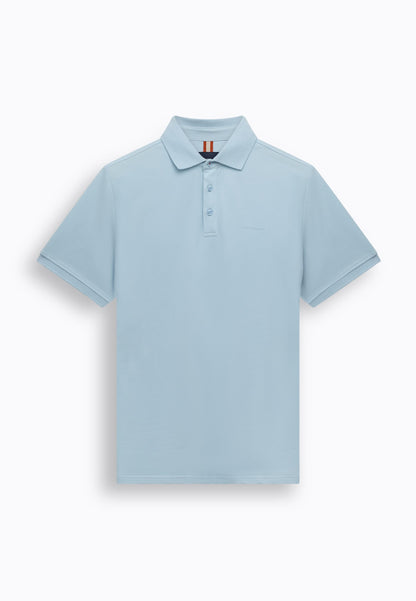 Polo piqué uni stretch - lichtblauw