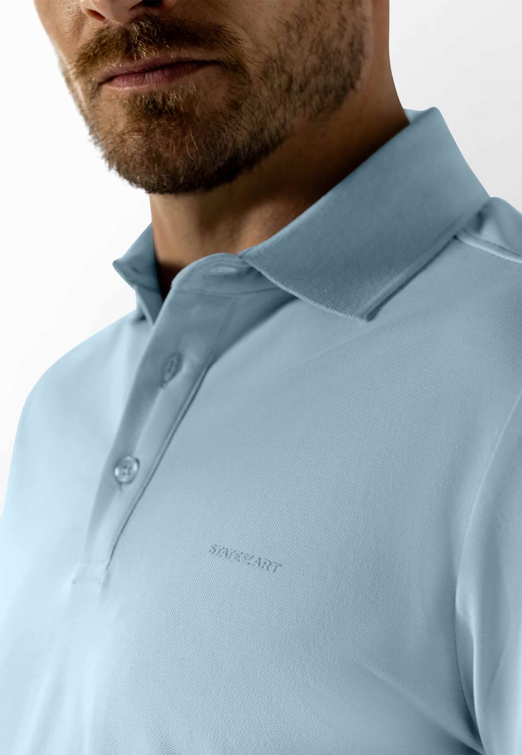 Polo piqué uni stretch - lichtblauw