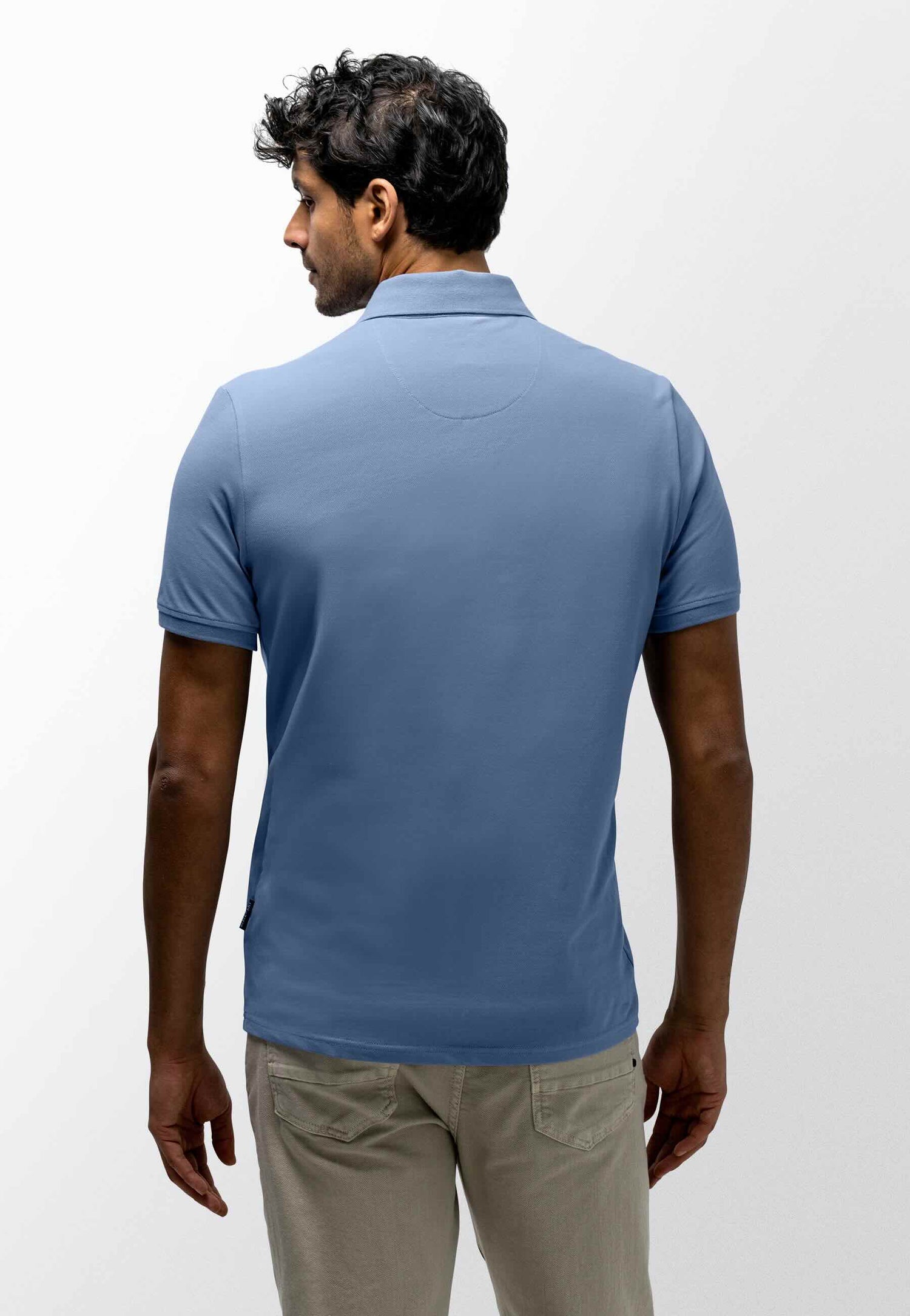 Polo piqué uni stretch - blauw
