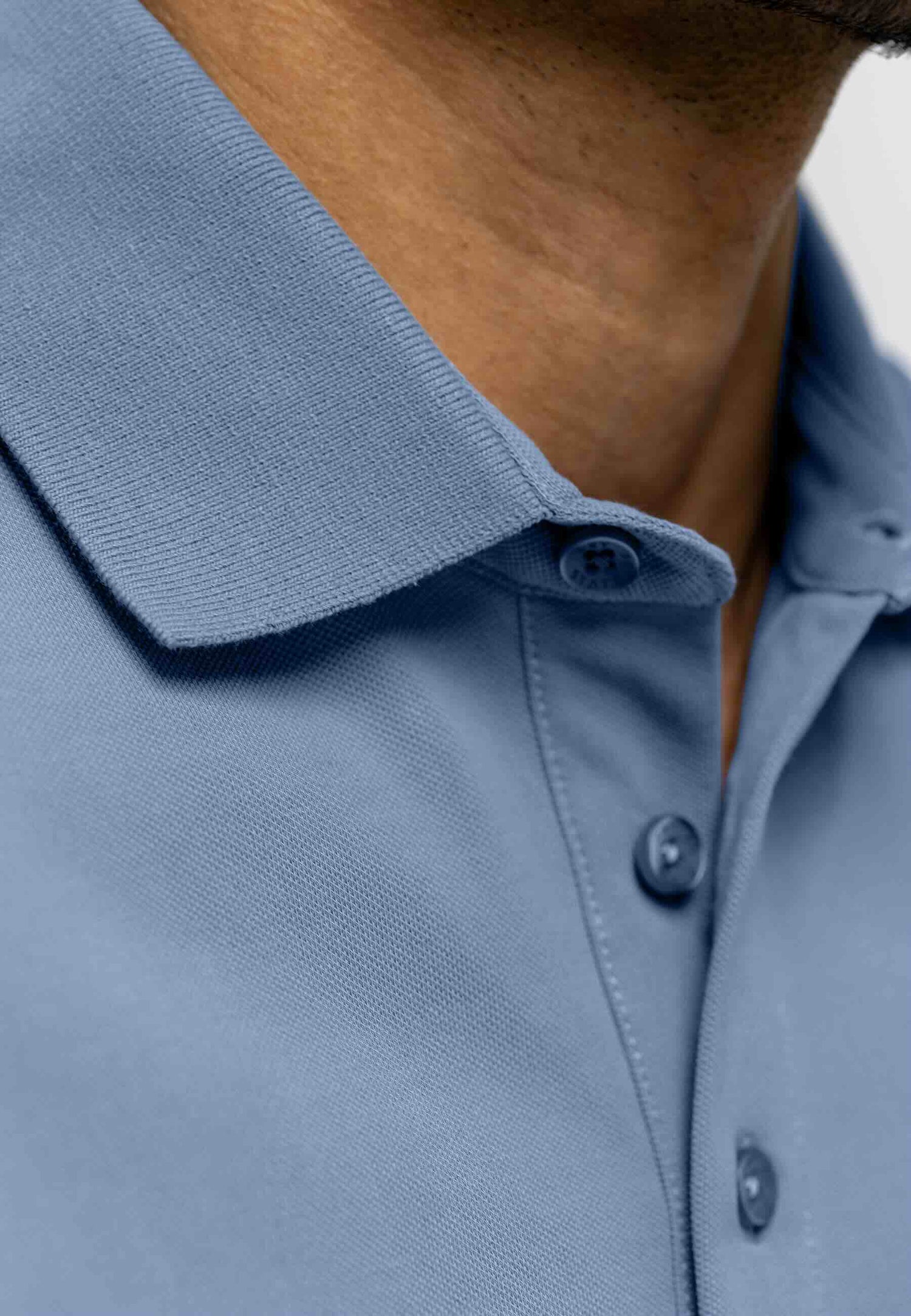 Polo piqué uni stretch - blauw