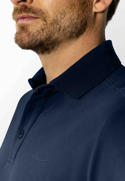 Polo piqué uni stretch - donkerblauw