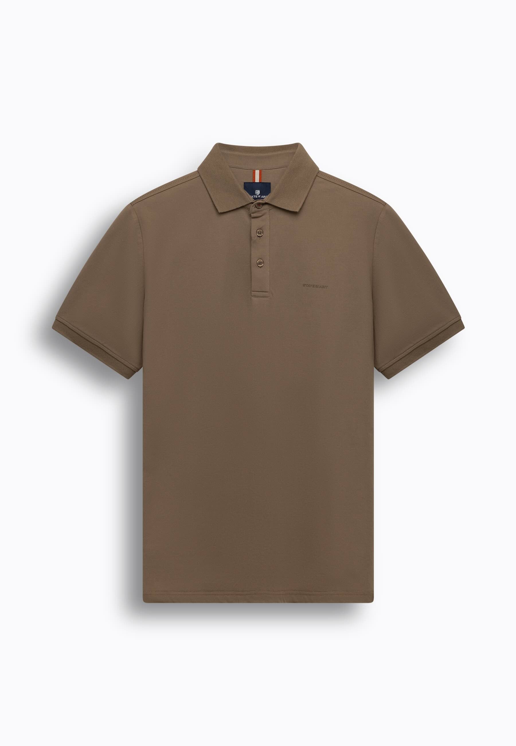 Polo piqué uni stretch - bruin