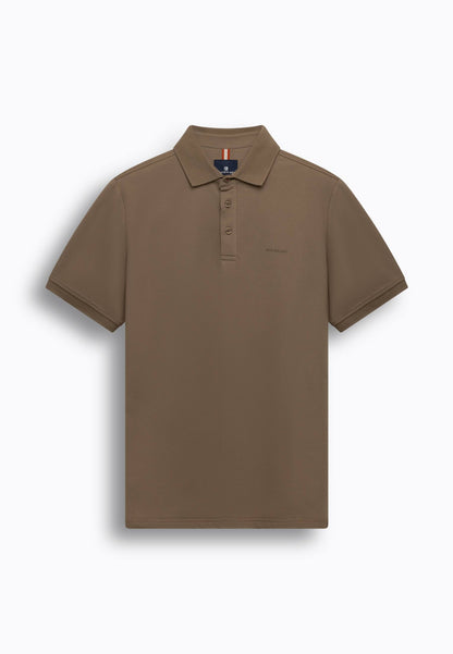 Polo piqué uni stretch - bruin