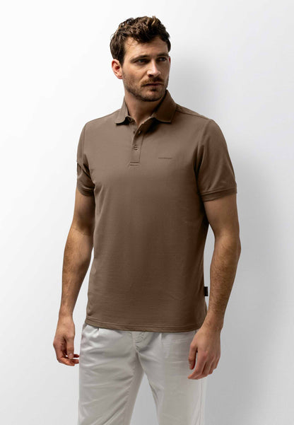 Polo piqué uni stretch - bruin