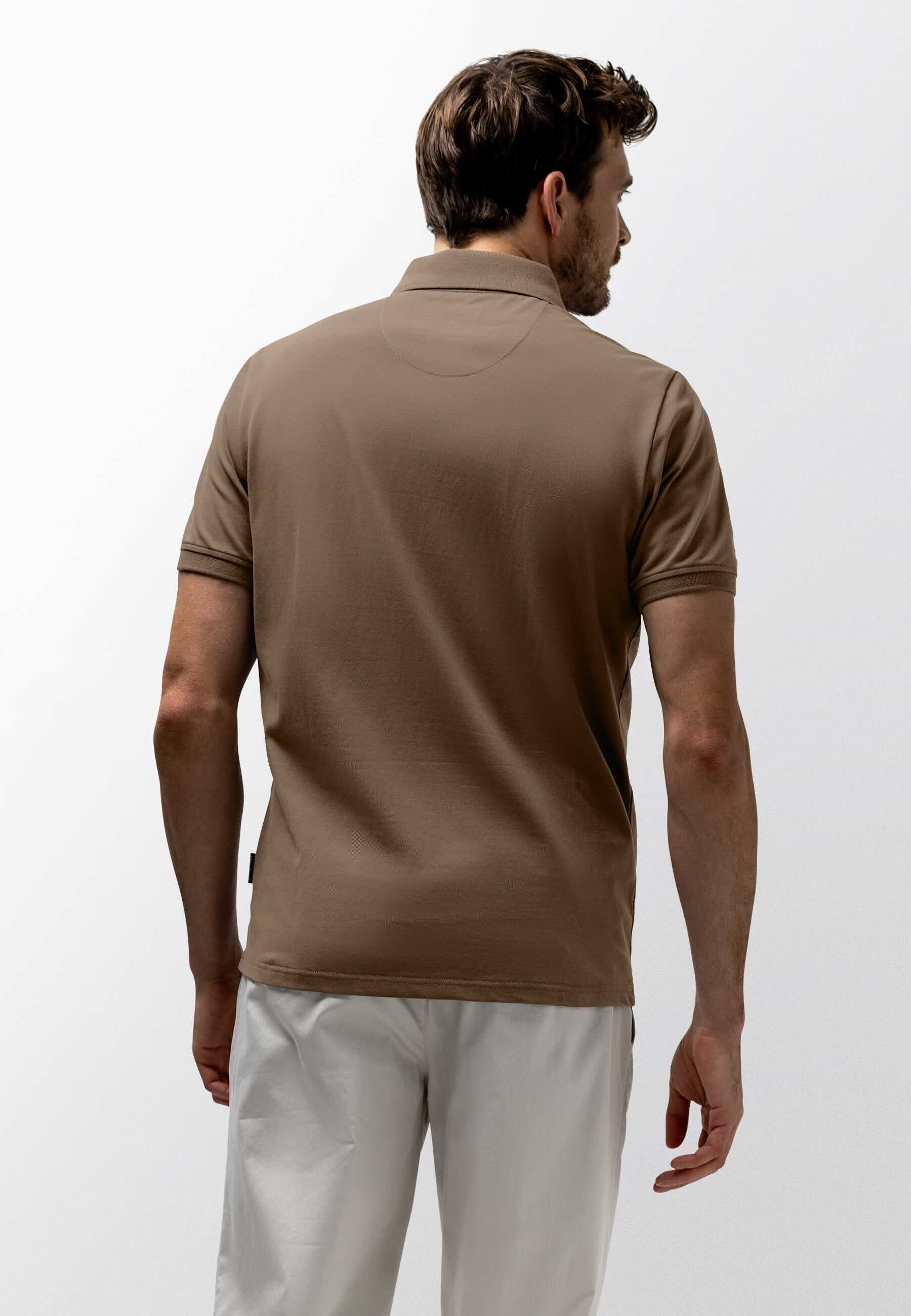 Polo piqué uni stretch - bruin