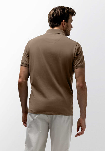 Polo piqué uni stretch - bruin