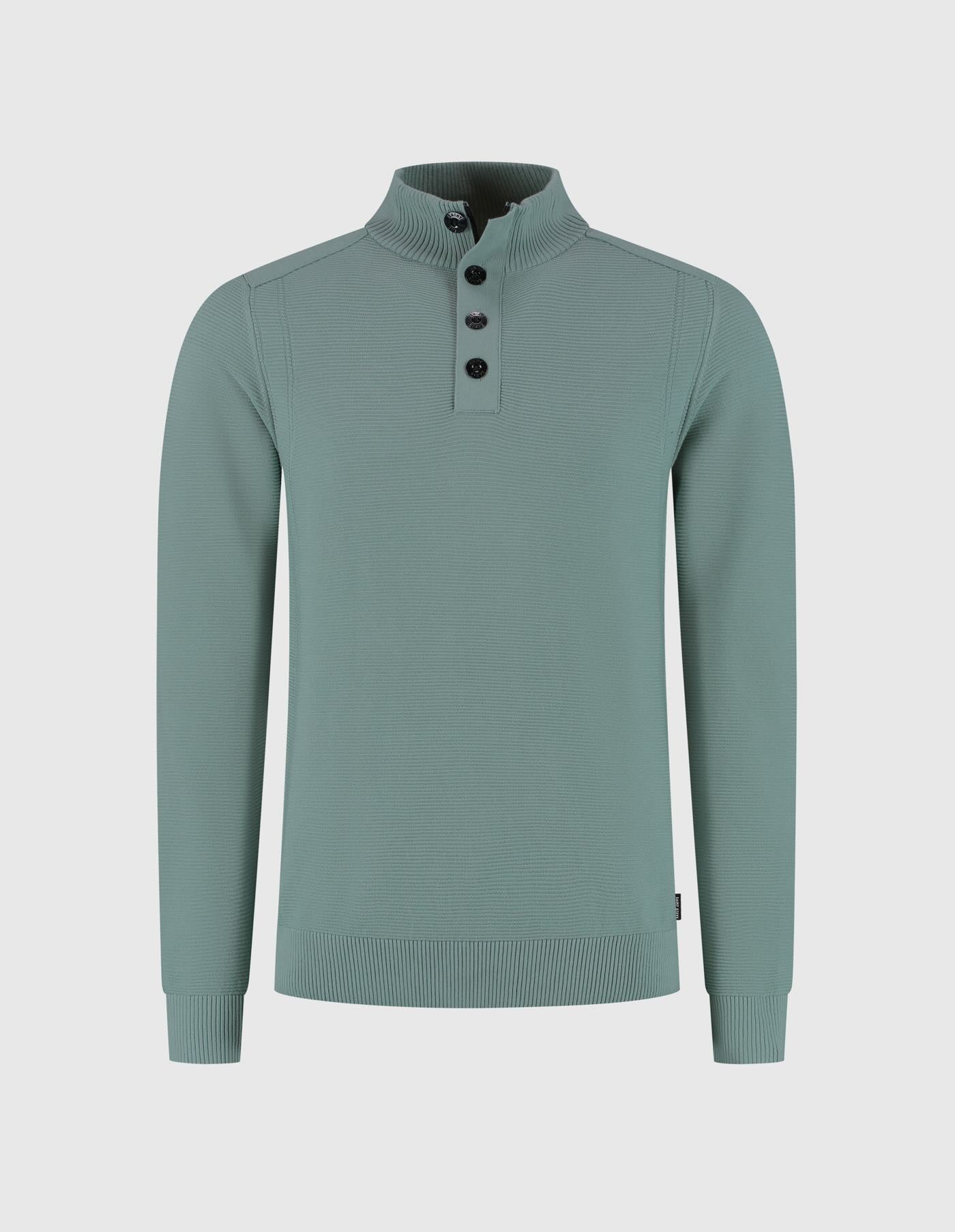 Trui HELMUT-S met rits en knopen - groen