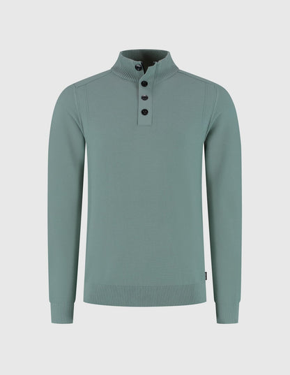 Trui HELMUT-S met rits en knopen - groen