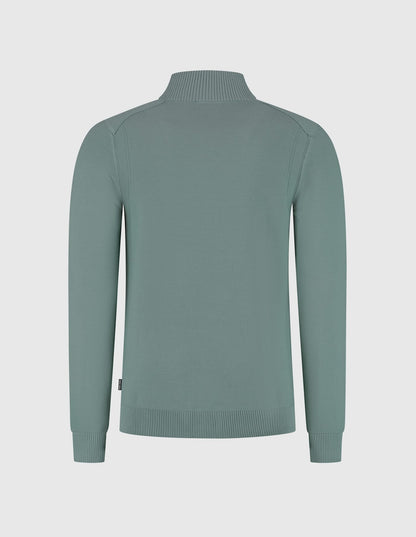 Trui HELMUT-S met rits en knopen - groen
