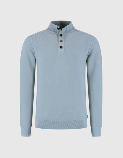 Trui HELMUT-S met rits en knopen - lichtblauw