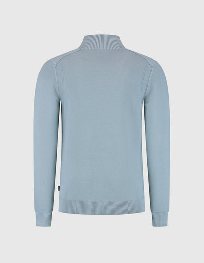 Trui HELMUT-S met rits en knopen - lichtblauw