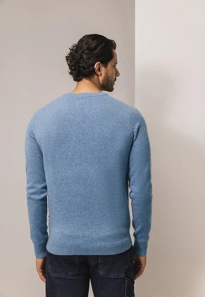 Trui lamswol met ronde hals - lichtblauw