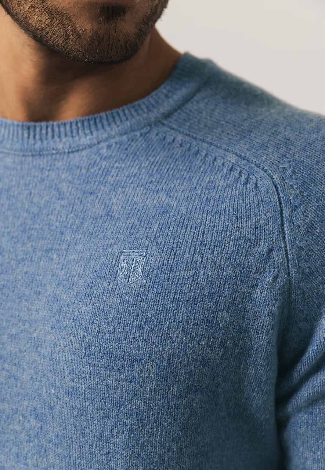 Trui lamswol met ronde hals - lichtblauw